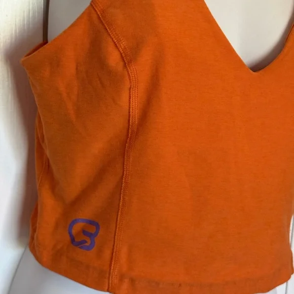 CycleBar Orange V-Neck Women’s Crop Tank Top - Picture 2 of 5